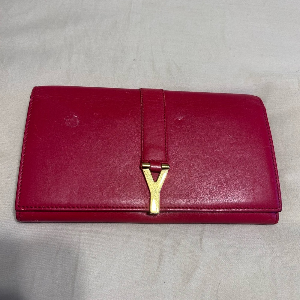 Yves Saint Laurent Red Leather Wallet